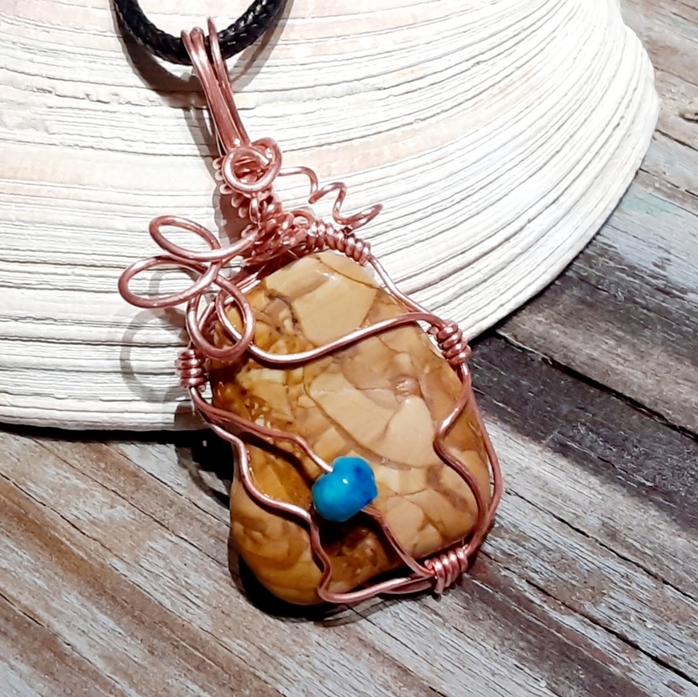 Earthy Picture Jasper Crystal Pendant Necklace - Picture 1 of 3